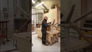 Gluing up a dining table base solo + always happy once it’s together! #woodworking #furnituremaker