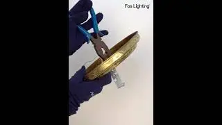 Fos Lighting, Gold 6 Inch Cut Glass Brass Round Flush Ceiling Light