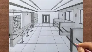 How to Draw a Restaurent in 1 Point Perspective