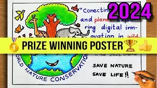 World Nature Conservation Day  Drawing 2024🏆👍| Nature conservation day poster drawing|Save wildlife