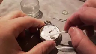 Обзор серебряных карманных часов ( Gallone 10 rubis ) с заменой стекла ( 390, 17 5/16 , 14 5/8 )