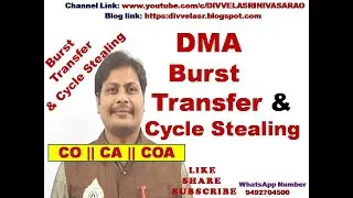 Direct Memory Access (DMA) || Burst Transfer || Cycle Stealing || Modes of DMA Transfer || DMA || CA