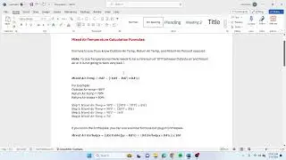 Mixed Air Formula Example 2