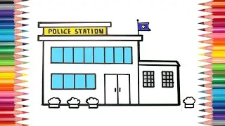 🎨Police Station Drawing Easy | Police Station Drawing Simple | How To Draw Police Station Easy