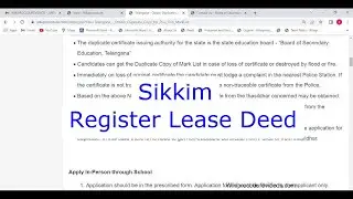 Sikkim - Register a Lease Deed
