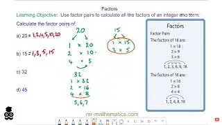 Factor Pairs of Numbers and Terms