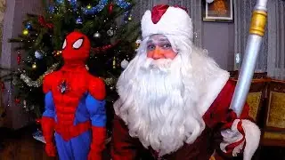 Real Santa Claus with Spiderman! David and Daniel with sister Anastasia =)