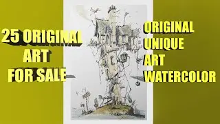 25 ORIGINAL ART FOR SALE, COLLECTION "ANOTHER WORLD" 5x7 inch watercolor Original art