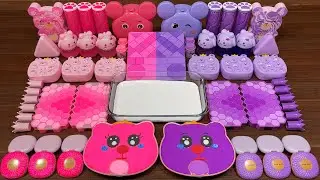 PINK vs PURPLE I Mixing random into Glossy Slime I  Relax with videos💕