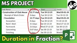 Duration in Fraction in Microsoft Project | How to resolve?