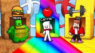 JJ vs Mikey vs Banana Kid: GYM TUNNEL BATTLE in Minecraft!