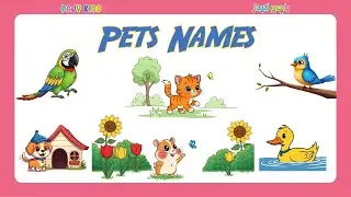 Learn Pets Names for Kids | Fun Cartoon Animals with clear pronunciation 🐶🐱🐹