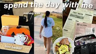 SPEND THE DAY WITH ME: packing, morning walk, boo basket + more