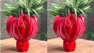 How to make beautiful cement pot with cloth/Cement craft ideas