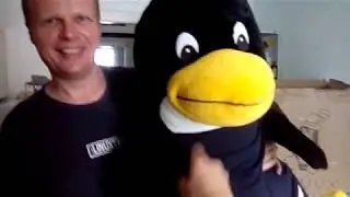 unboxing of giant stuffed Tux