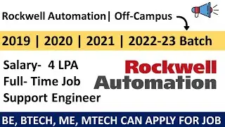 Rockwell Automation hiring for Support Engineer | Rockwell Automation Career4freshers
