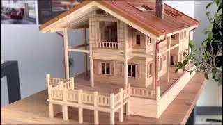 Wooden architectural model. Wood works in architecture.