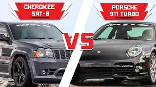 Jeep Grand Cherokee SRT8 vs Porsche 911 Turbo | Driver Battles: Drag Edition