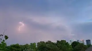 Lightning above Minneapolis, MN skyline seen from Boom Island