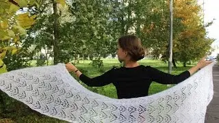 Вязание спицами:простой, ажурный палантин из мохера.Seam angora fine ,мое мнение о пряже.