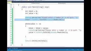Sentinel controlled repetition in C#