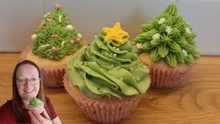 Christmas tree cupcake decorating | Buttercream icing | 