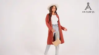 ANRABESS Women's 2023 Fall Cardigan Sweater Lapel Coat Casual Knit Coatigan Jacket with Pockets