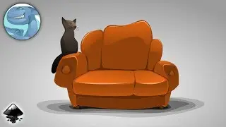 Black cat on a sofa. Vector graphics with Inkscape.