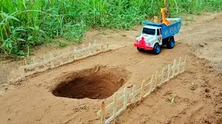 Mini Hmt Tractor and Truck Fil into the Deep Mud Hole || Camel and Giraffe Transfer | Truck| Rk toy
