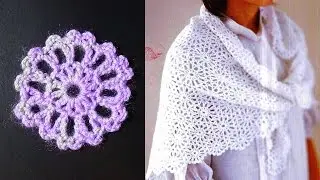 Мотив крючком для шали. (для начинающих).
