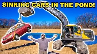 Sinking CARS into My New BACKYARD POND!!! (Will It Structure?)