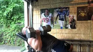 Garage gym incline bench Arnold presses