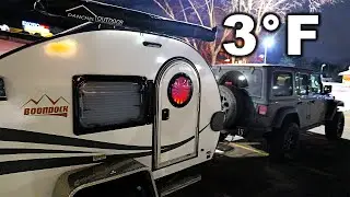 BITTER COLD at Cracker Barrel - Boondocking in a Teardrop with a Dog