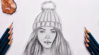 How to draw a girl with winter cap & messy hair easily. Mou's art academy#trending #beginners#viral