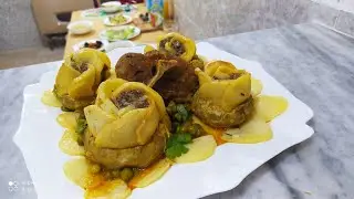 قرنون محشي بشكل وريدات 🆕 مع طريقة تنظيف القرنون مطبخ جنى