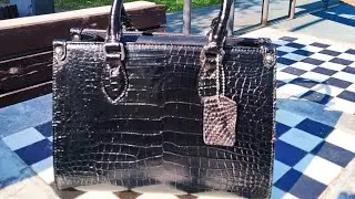 Сумка женская из кожи крокодила черная
