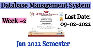 NPTEL Database Management System Assignment 2 Answers | DBMS Week-2 Quiz Answers 2022 | NPTEL