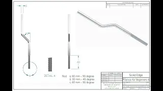 Solid Edge 2023 Tutorial - Practice for Beginners # 6 - Bent Rod with Thread