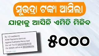 Subhadra Yojana Money Received 1 Rupees | Odia Subhadra Yojana Money Transfer