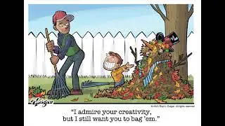 Timelapse: Raking leaves cartoon