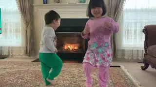Sana and Sam performing on Head shoulders knees and toes song | children fun plays #Shorts