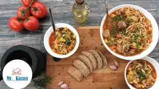 Итальянский суп Минестроне с Говядиной