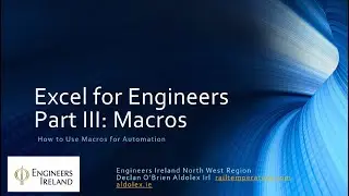 Excel for Engineers Workshop - Part 3 Macros
