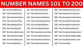 101 to 200 number names | number in words 101 to 200 with spelling in english | 101 to 200