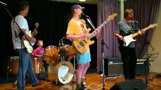 Brayden on drums at Windale Bowling Club open mike
