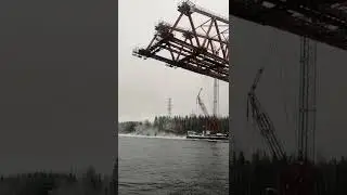 Строительство мост через Свирь в Подпорожье. Ленинградская область. Январь, 2022