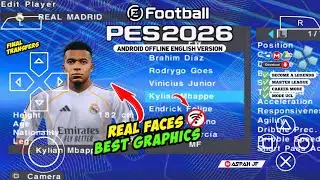 eFootball PES 2026 PPSSPP Android Offline Full Update UCL & League Kits 25/26 Season 4k Graphics