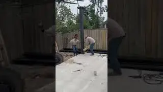 Setting Steel Structure Post! Takes Skill!!#youtube #regal #swimmingpool #teamwork #makeitlookeasy!