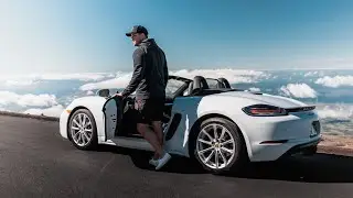 Driving a Porsche above the clouds. Perfect Car Photography photography in Maui!