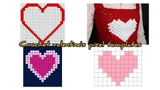 Free valentine's crochet pixel templates💕🌹🦋||Free pattern #crochet #valentinesday